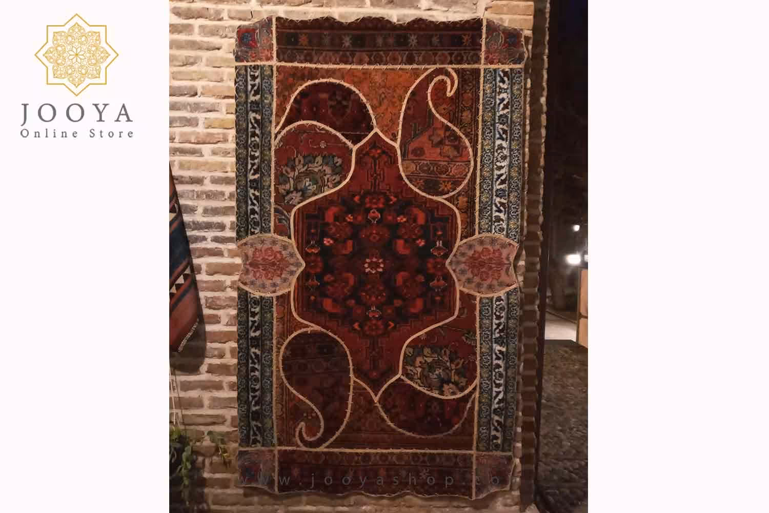 قالیچه تکه دوزی شده دستبافت بته جقه