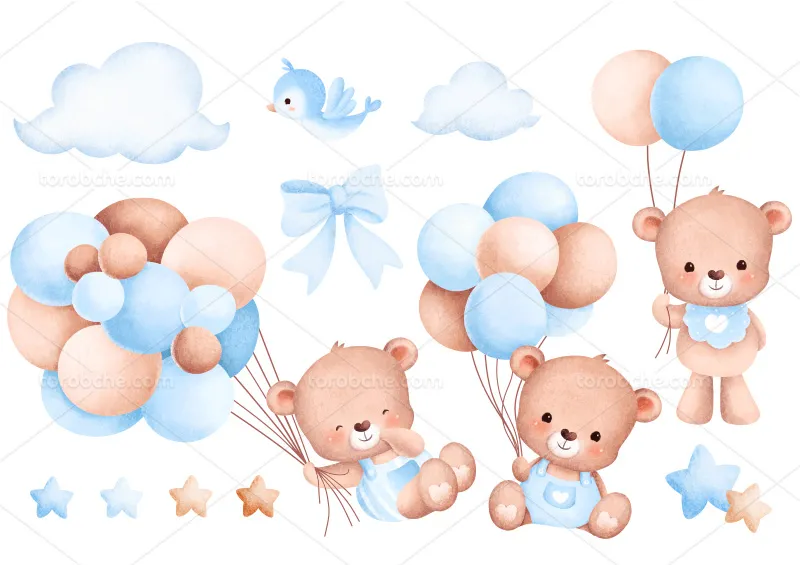 وکتور کاراکتر خرس و بادکنک | گرافیک با طعم تربچه