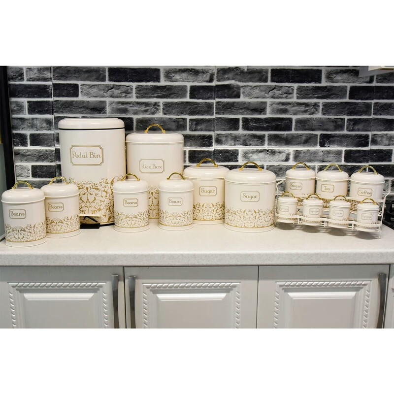 سرویس آشپزخانه 16پارچه فلزی مدل اسپیرال برند (B.V.K ) کرم طلایی 805392