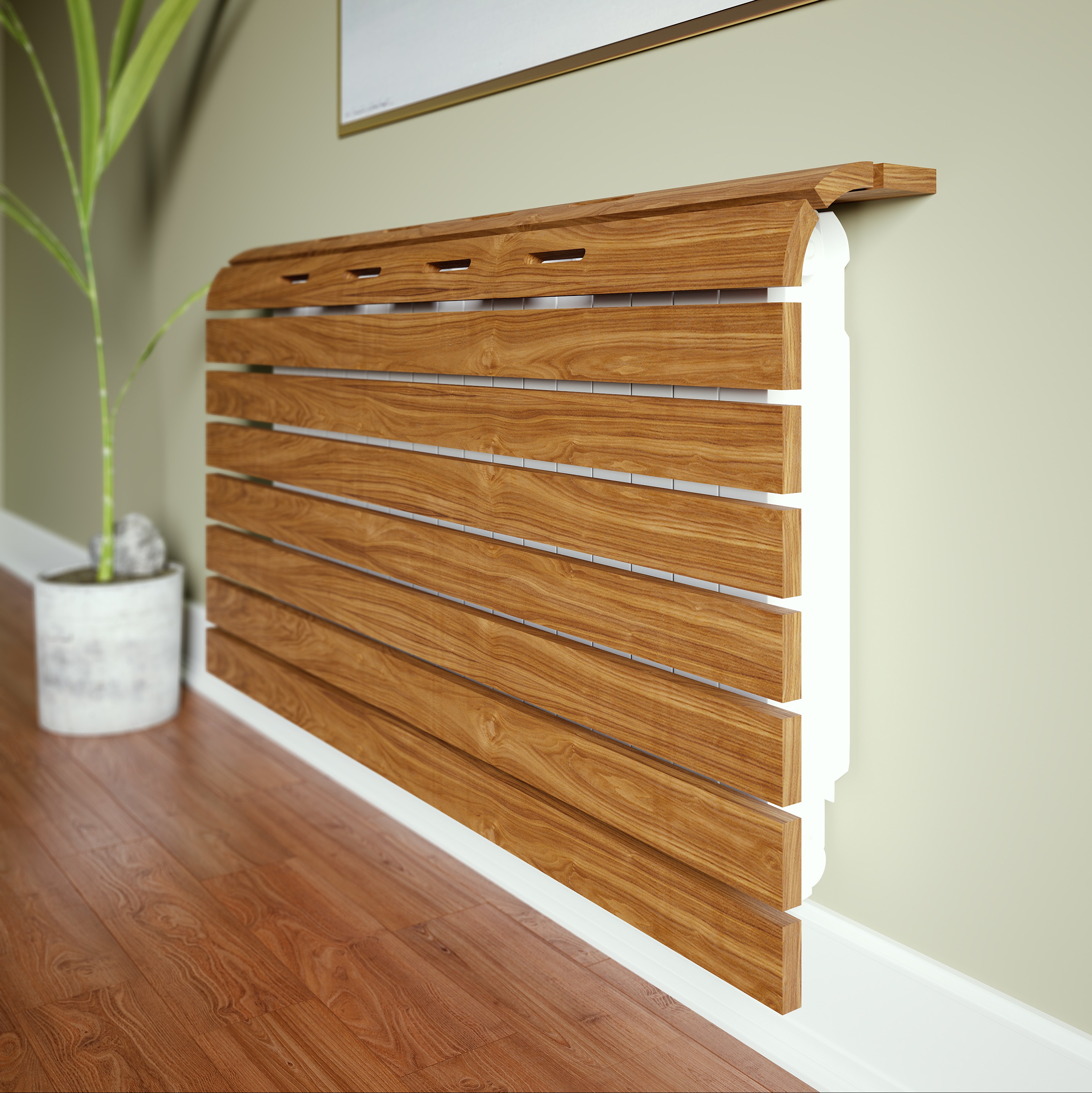 روکش رادیاتور چوبی طول 120- فندوقی روشن
