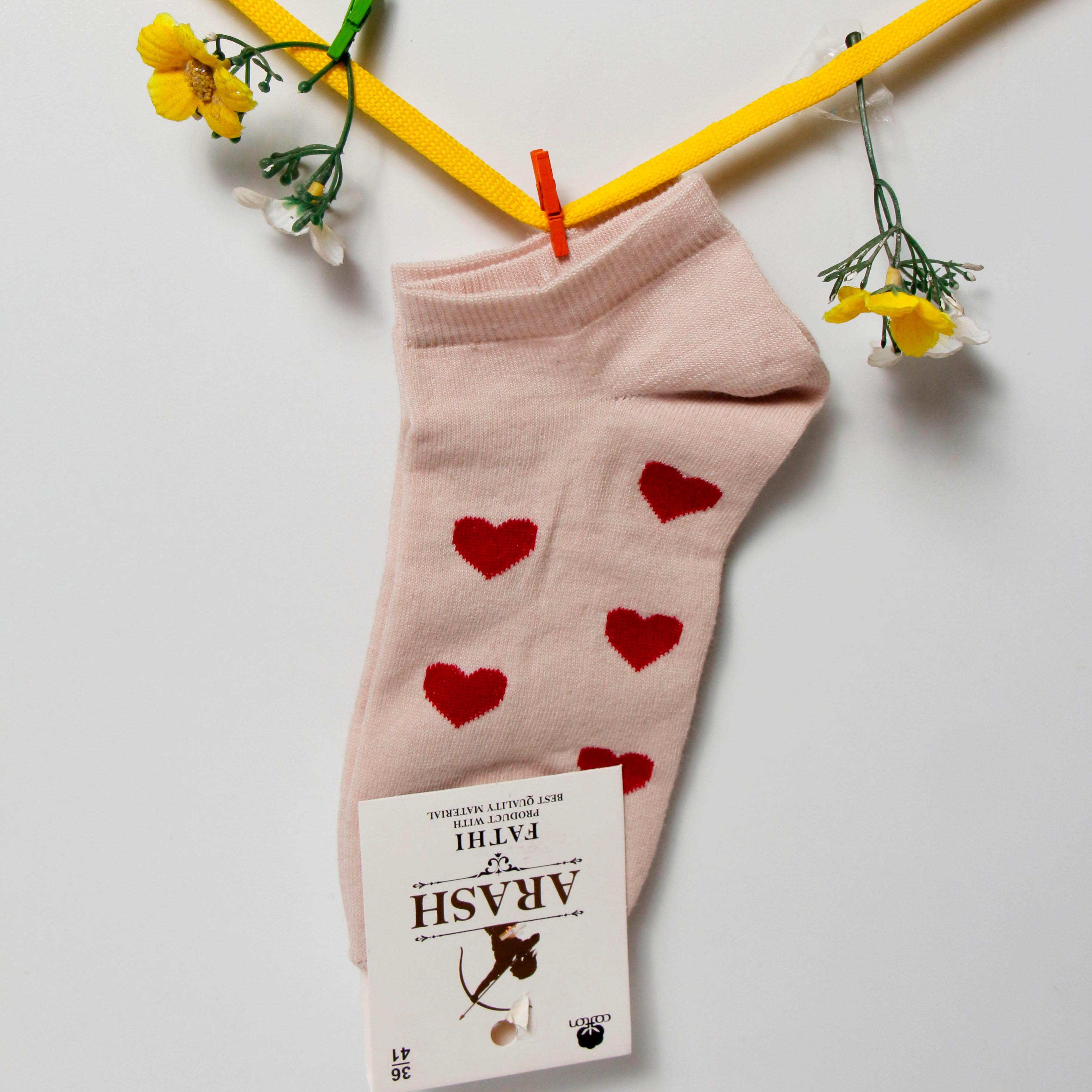 جوراب نخ پنبه طرح قلب