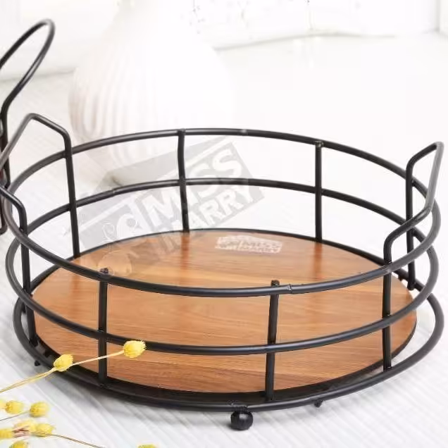 سینی گرد کف چوبی 