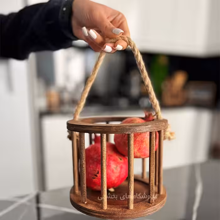 باکس چوبي گرد کوچک دسته کنفي