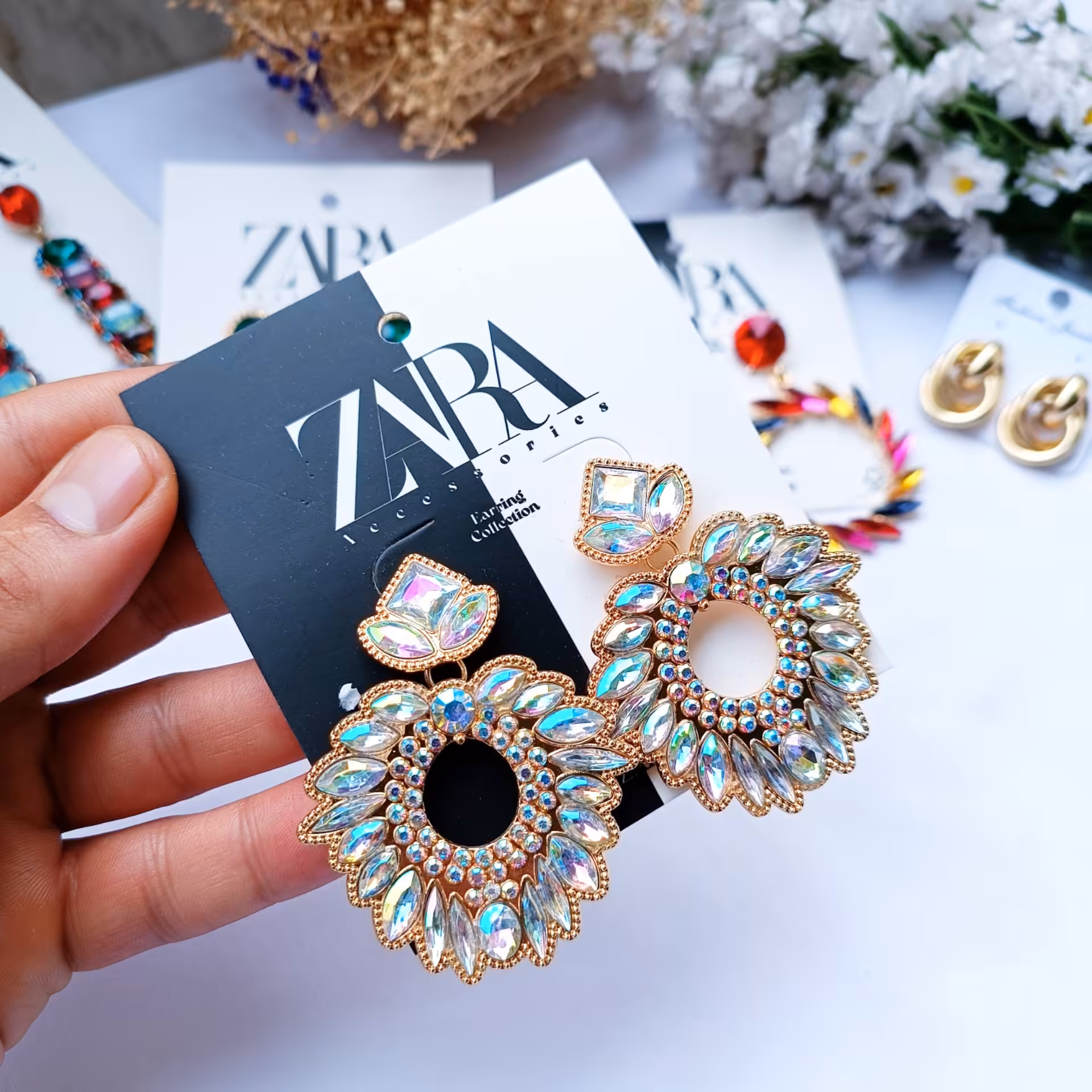 گوشواره زنانه دخترانه نگینی ارسال رایگان