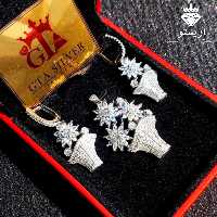 نیمست نقره گل(بدون زنجیر)عیار 925 اصل آبکاری طلاسفید به همراه فاکتور و ارسال رایگان