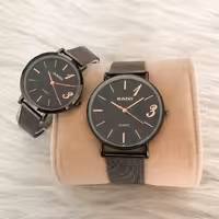 ست ساعت زنانه مردانه بندحصیری مشکی صحفه مشکی رادو