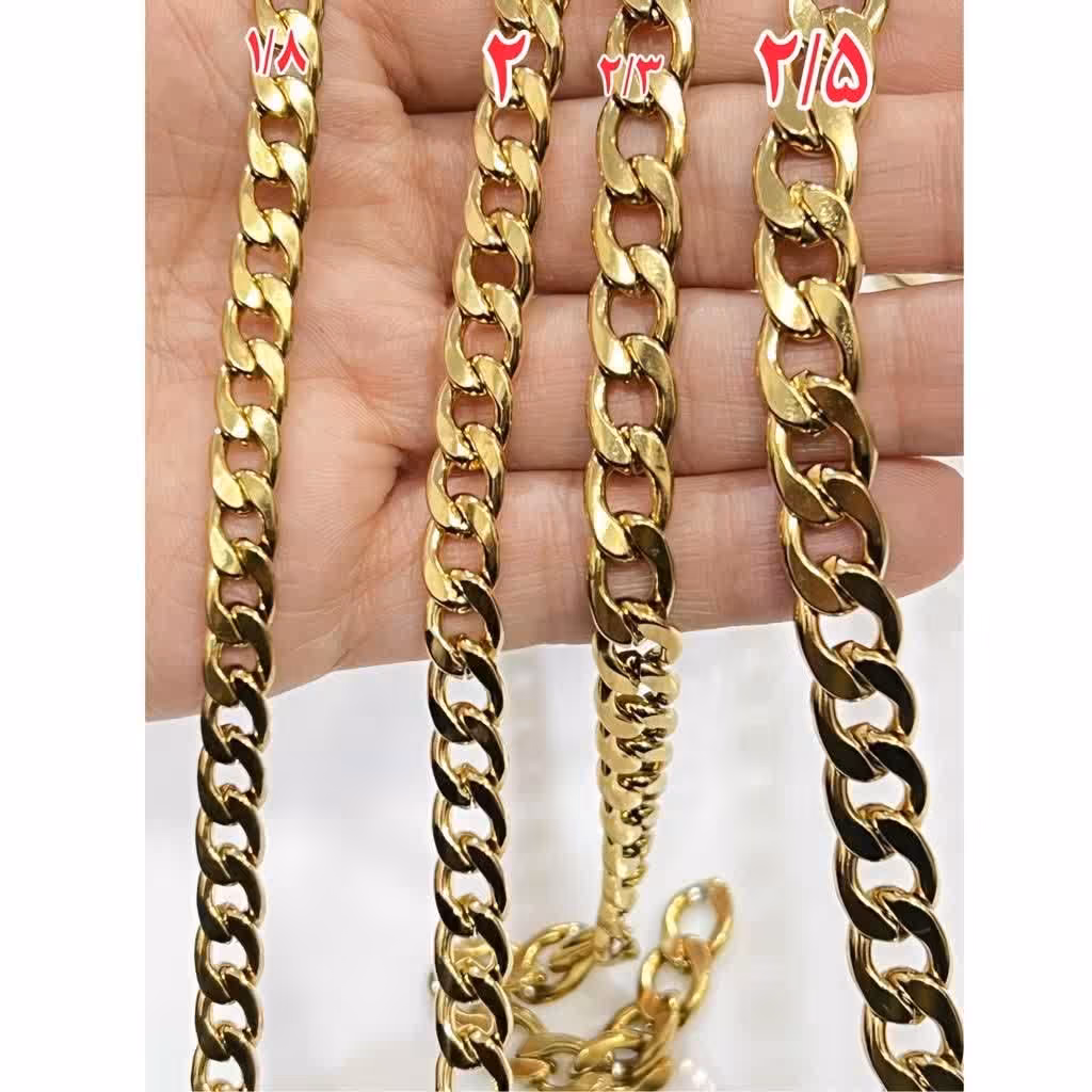 زنجیر کارتیر تخت سایز 2 طلایی و نقره ای 