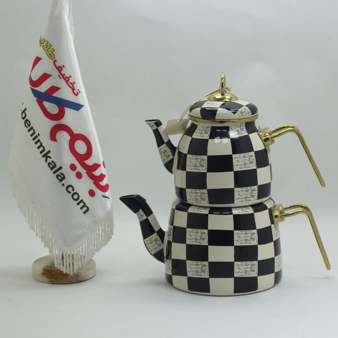 کتری قوری پاچی اصل طرح چهارخانه