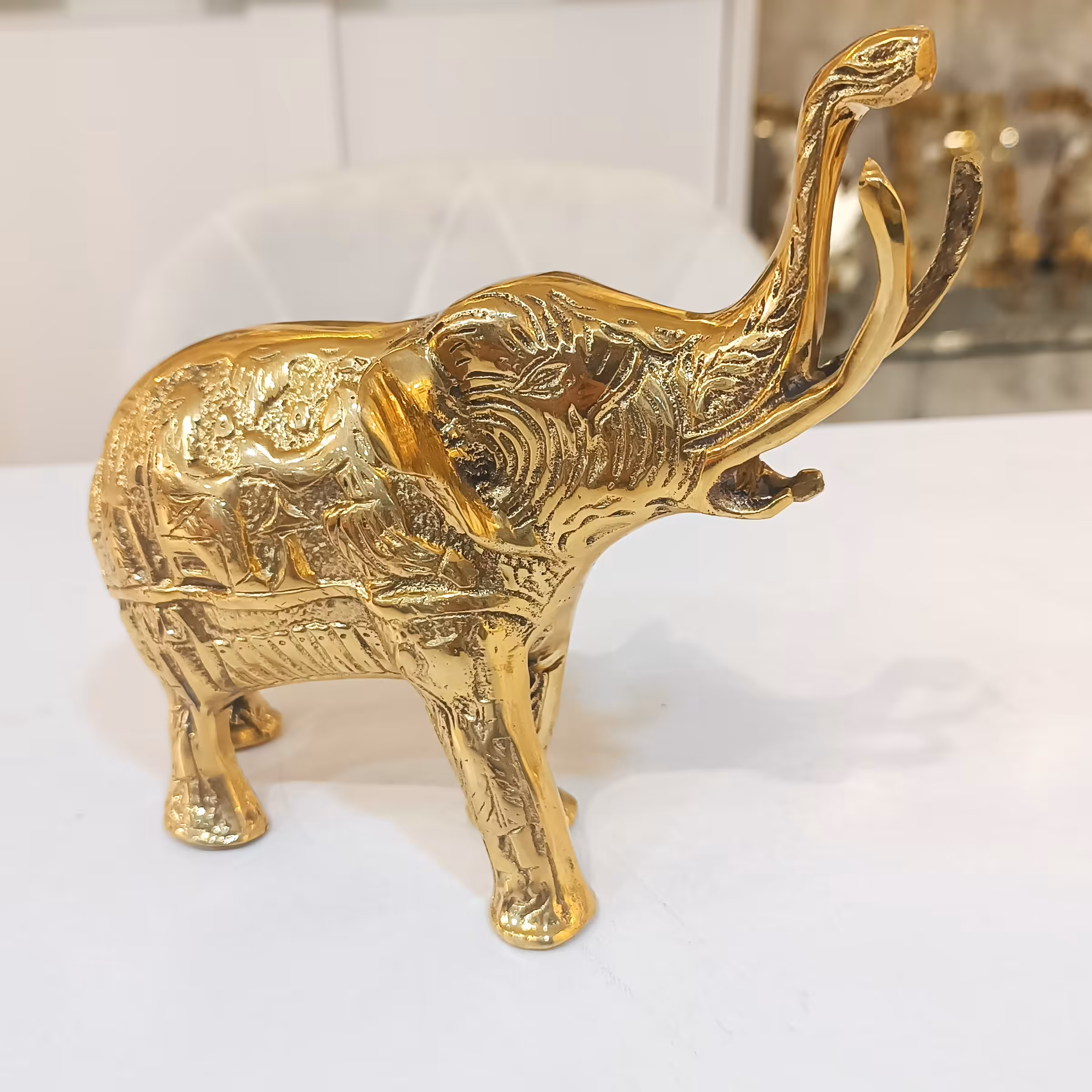 تندیس فیل برنجی(برنز) سنگین وزن سایز متوسط کیفیت و پرداخت درجه یک(دکوری و تزیینی) 