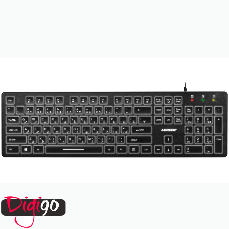 کیبورد مدل GK-401 گرین با حروف فارسی | آرکا 90