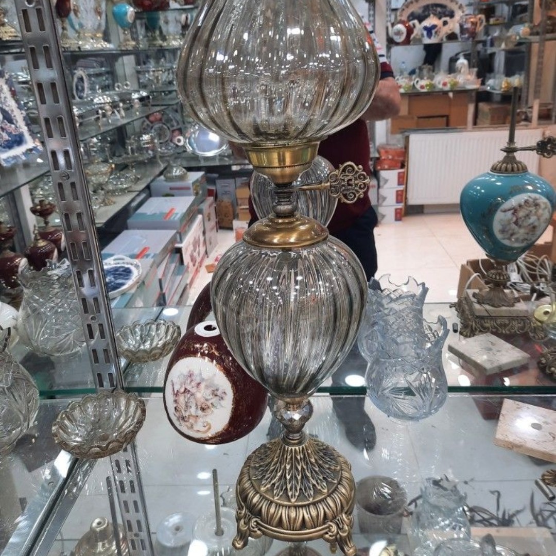 شمعدان شیشه ای آلومینیومی ارتفاع 65 سانتی (کادویی)