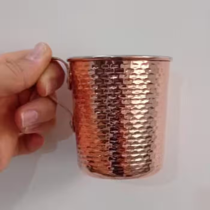 لیوان ساده دسته دار مسی طرح راسته نانو