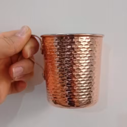 لیوان ساده دسته دار مسی طرح راسته نانو