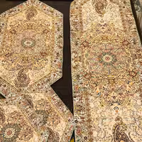 ست رومیزی ترمه پنج تکه طرح افشار(کرم زرد)