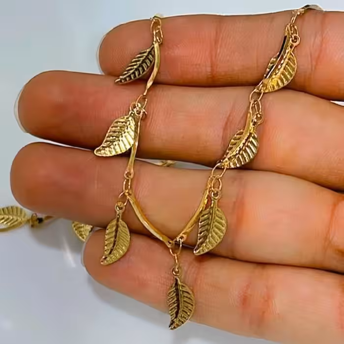 زنجیر برگ آویز طلایی استیل رنگ ثابت 