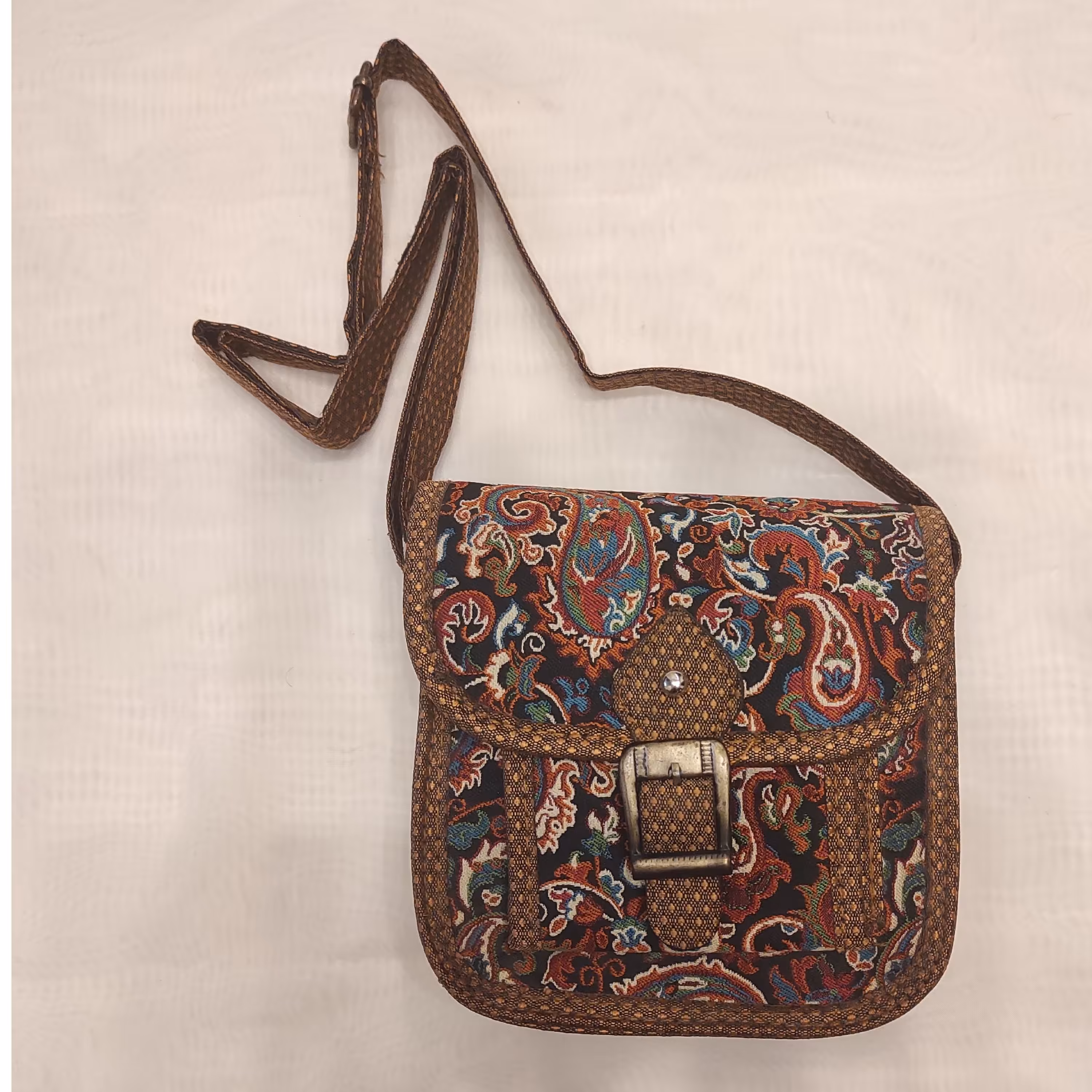 کیف زنانه ترمه دوشی متوسط مشکی قرمز