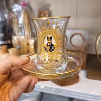 ست دوازده پارچه فنجان نعلبکی کمر باریک شاه عباسی ساخت ایران 