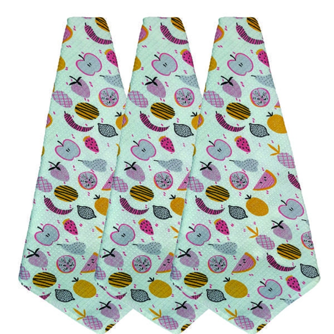 دستمال آشپزخانه طرح میوه ها سایز 50 در50 بسته 3 عددی