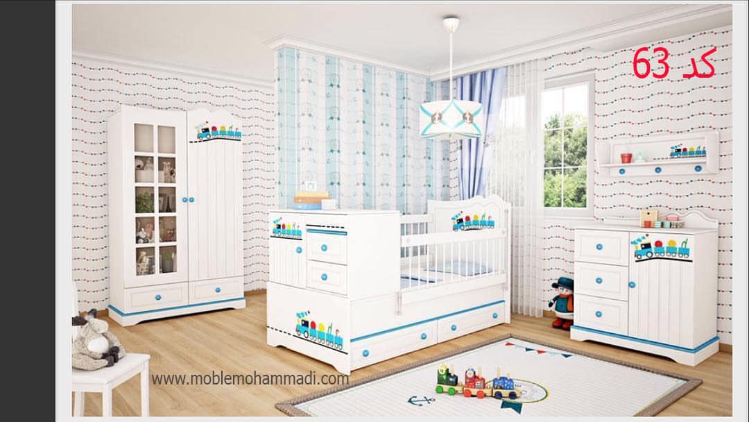 سرویس خواب دو منظوره نوزاد و نوجوان شامل تخت دومنظوره/دراور/کمدکد63