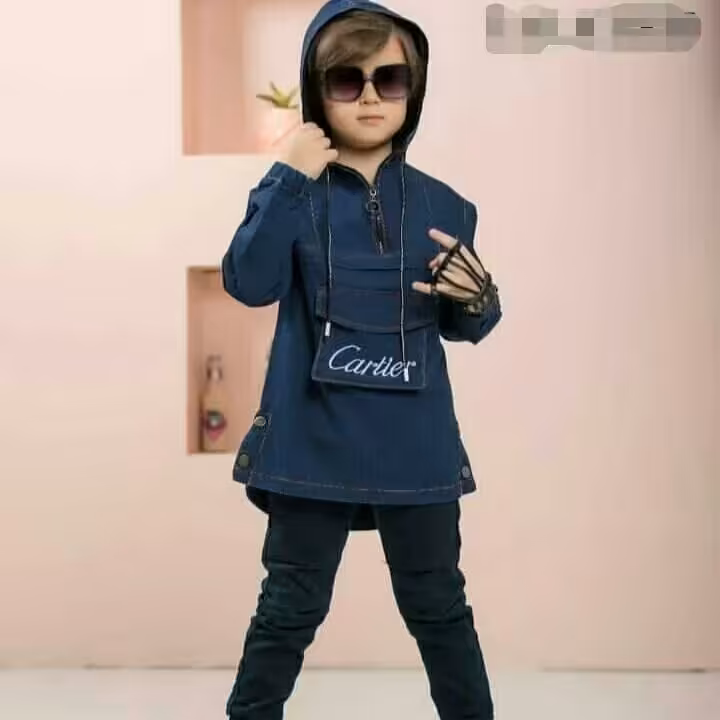 هودی جین اسپورت  پسرانه دخترانه  تک رنگ 