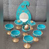 هفت سین سفالی گل و پروانه پایه دار 