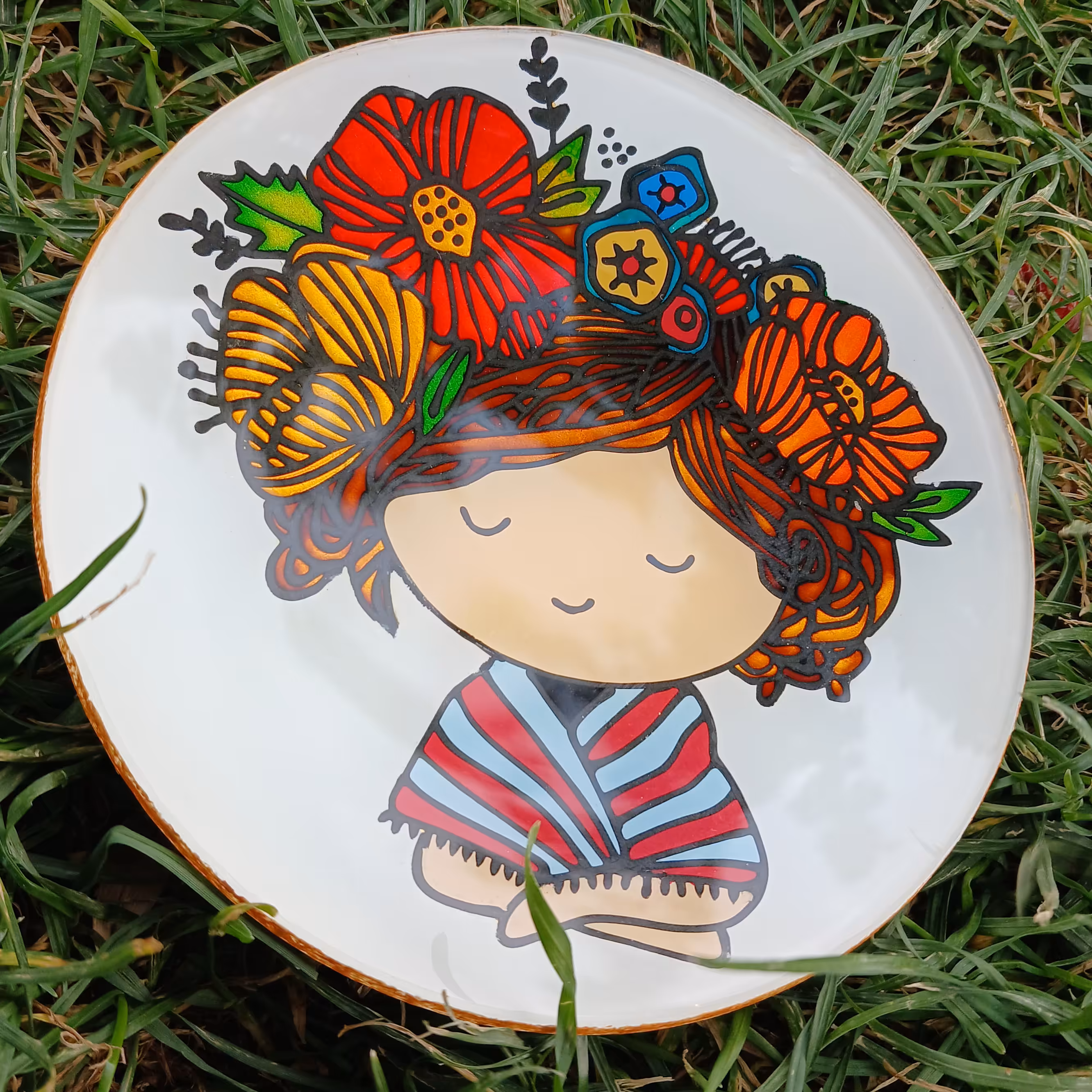 بشقاب ویترای طرح دختر