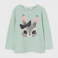 بلوز آستین بلند برند h&m اورجینال سایز 1/5_2و 2_4سال   