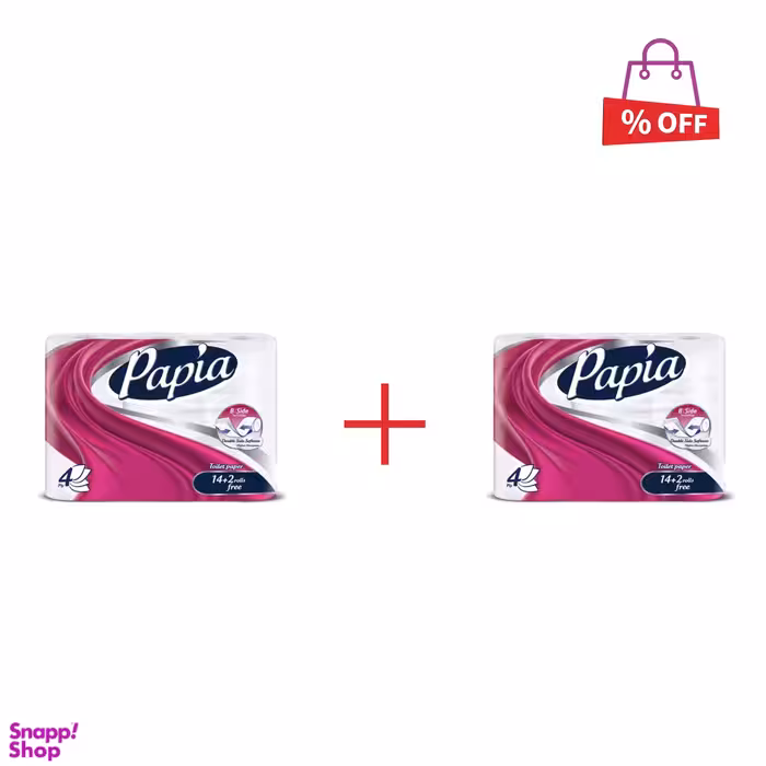 دستمال توالت پاپیا (Papia) مدل 16 قلو 4 لایه مجموعه 2 عددی
