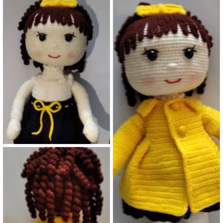 عروسک بافتنی دختر آنیتا با لباس های قابل تعویض و شستشو 