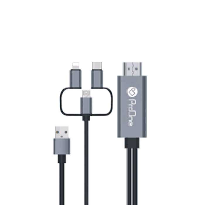 کابل تبدیل HDMI به USB-C / microUSB / لایتنینگ پرووان مدل PCH70 طول 1٫8متر