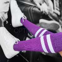 جوراب زیرزانو دوخطی بنفش نخ پنبه فری سایز