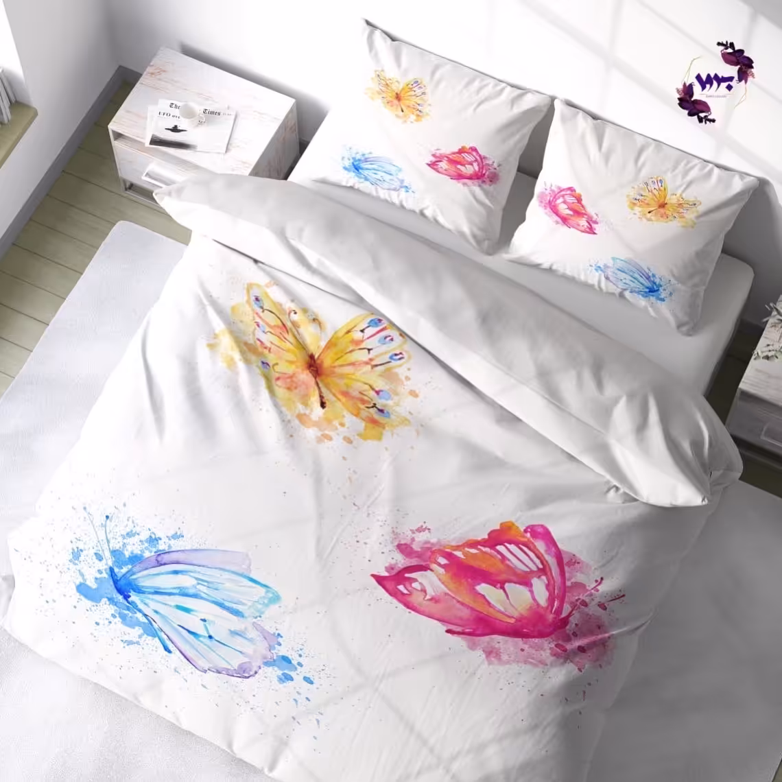 روتختی دونفره طرح پروانه برواگالری با جنس نخ پنبه و کیفیت و دوخت درجه یک