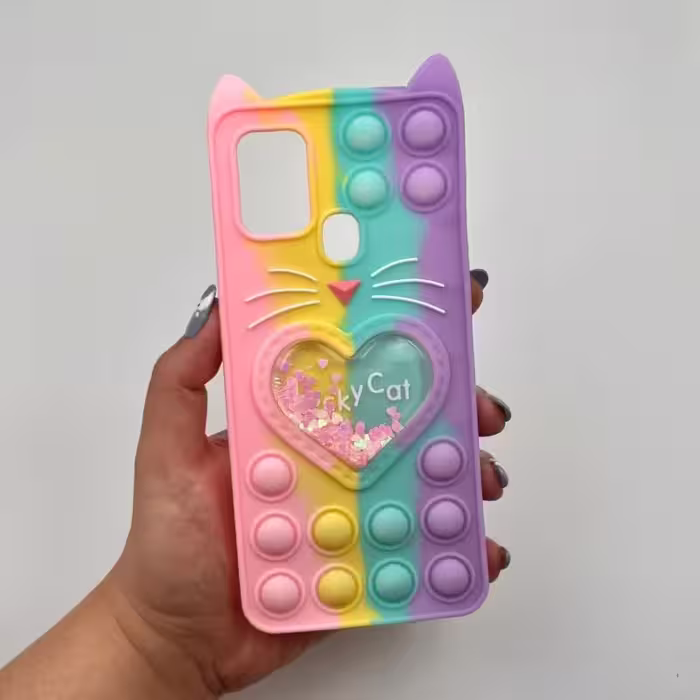 قاب گوشی Galaxy A21S سامسونگ سیلیکونی پاک کنی مدل گربه ای کد 11810