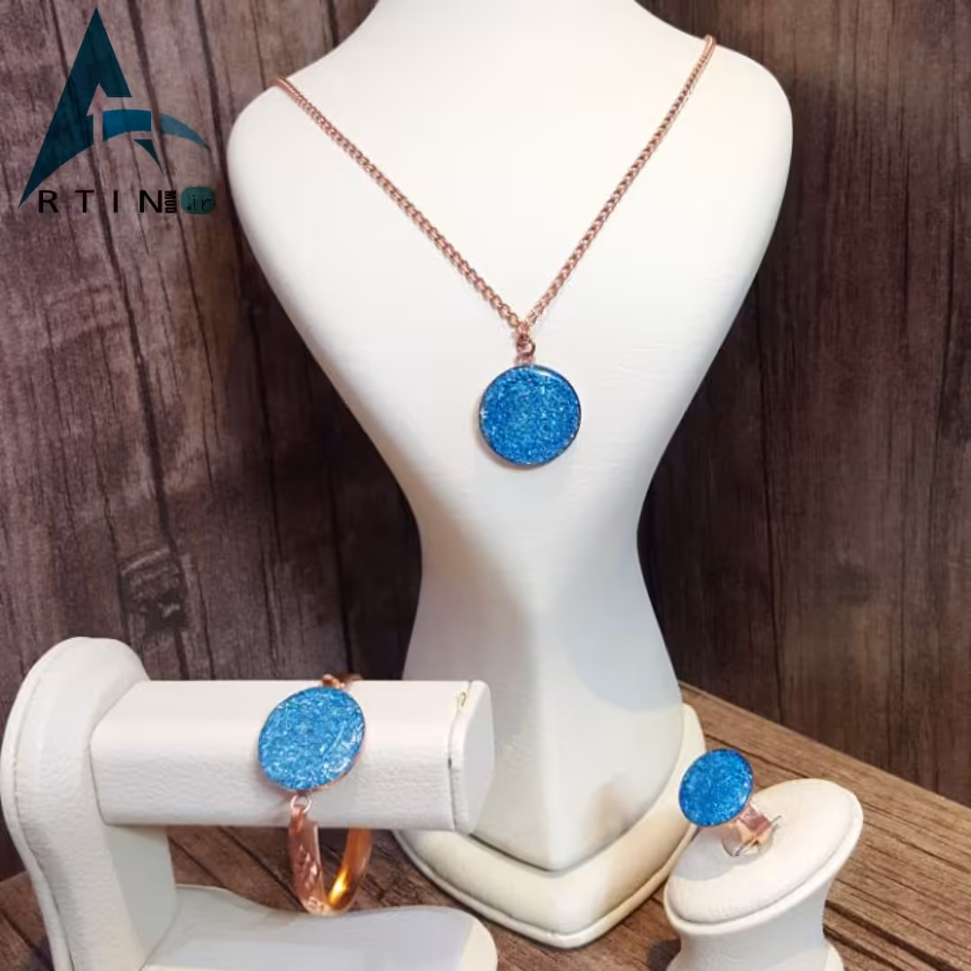 ست دستبند ، گردنبند و انگشتر مسی کد 2005