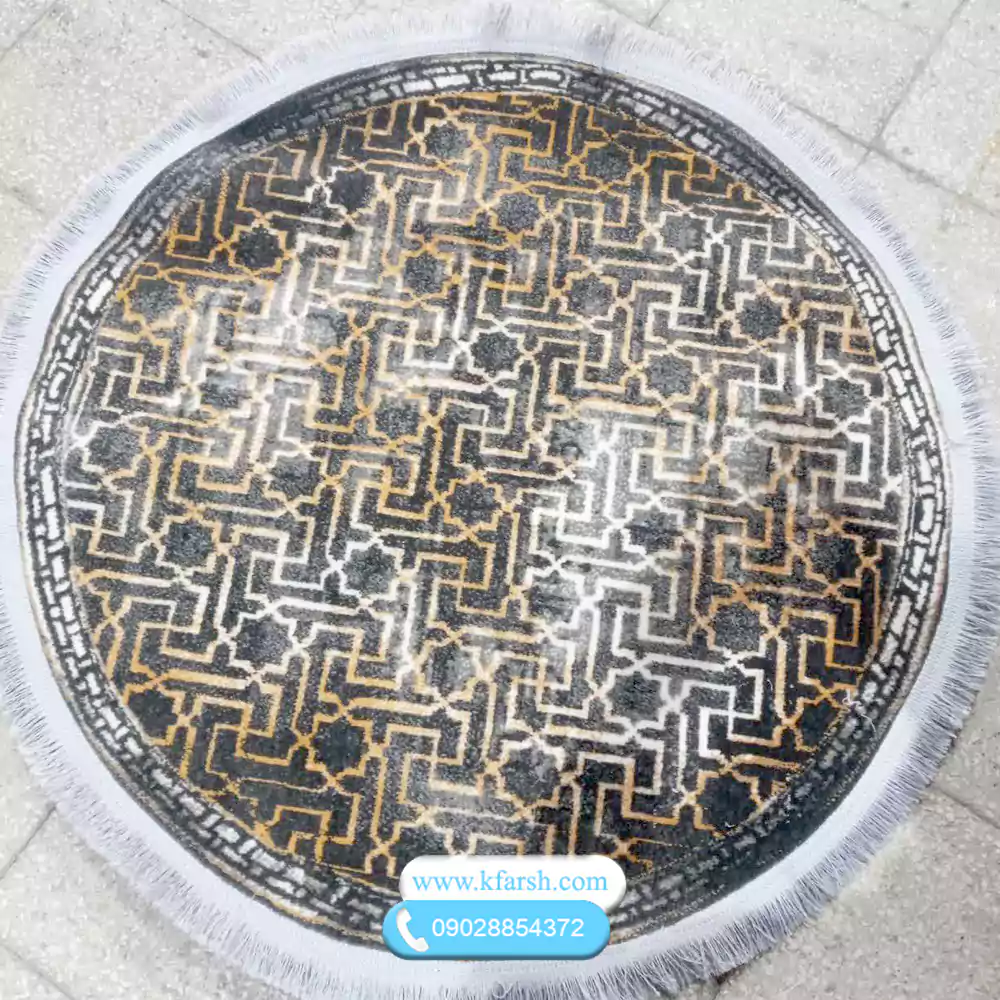 فرش گرد فانتزی طرح وینتیج کد 1014