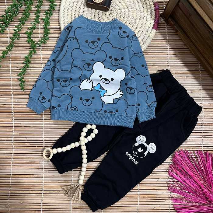 بلوز شلوار بچگانه پاییزه ست اسپرت  دخترانه پسرانه دورس پنبه ضخیم لاکرا دار ارسال رایگان و فوری 