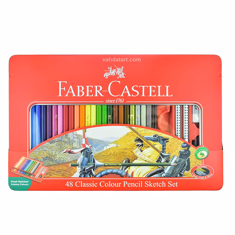 خرید مداد رنگی فابر کاستل 48 رنگ مدل classic جعبه فلزی