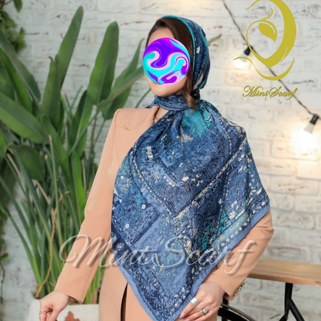 روسری نخی مجلسی اعلادور دست دوز ارسال رایگان رنگ آبی