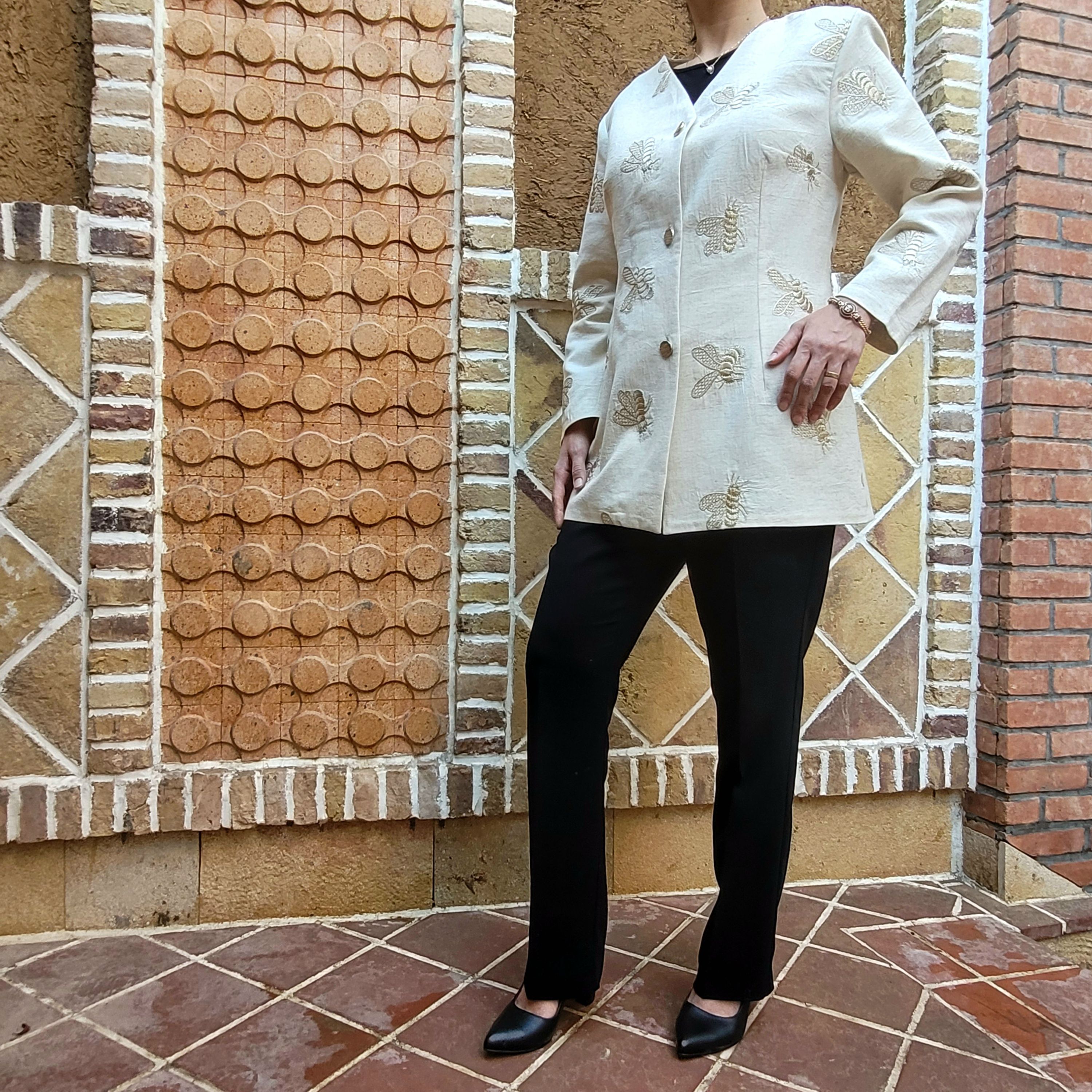 کت لینن طرح دار