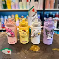 فلاسک kuromi استیل 316 حجم 450 میل نی دار بند دار