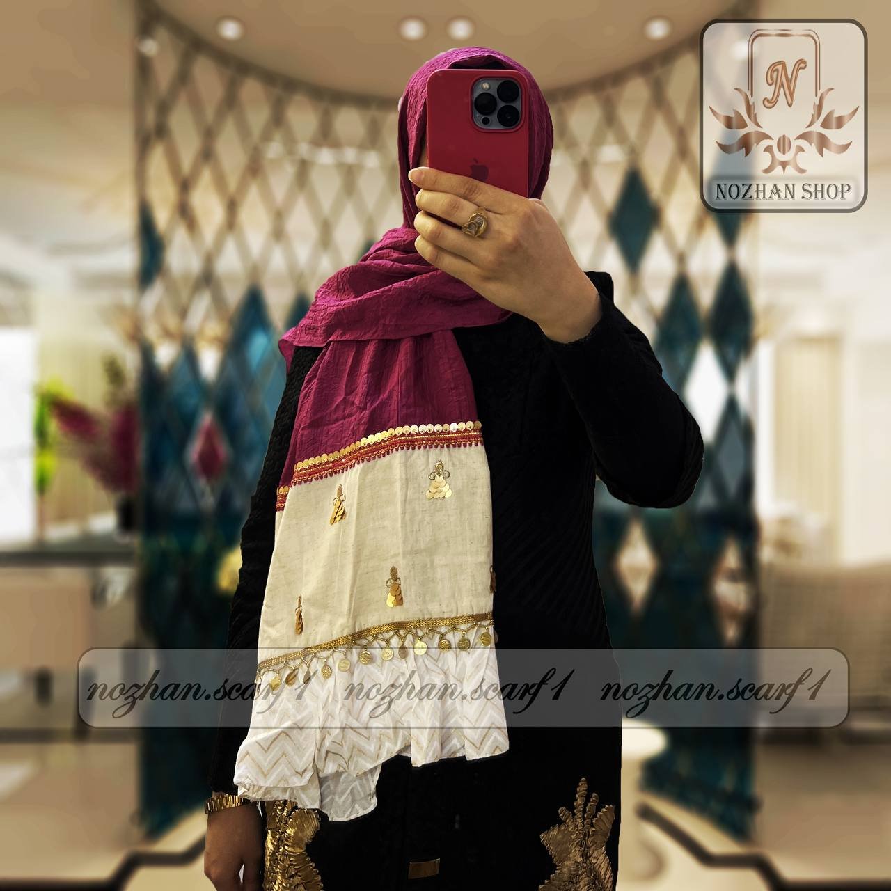 شال مزونی هندی نوار دوزی شده کد(257c)