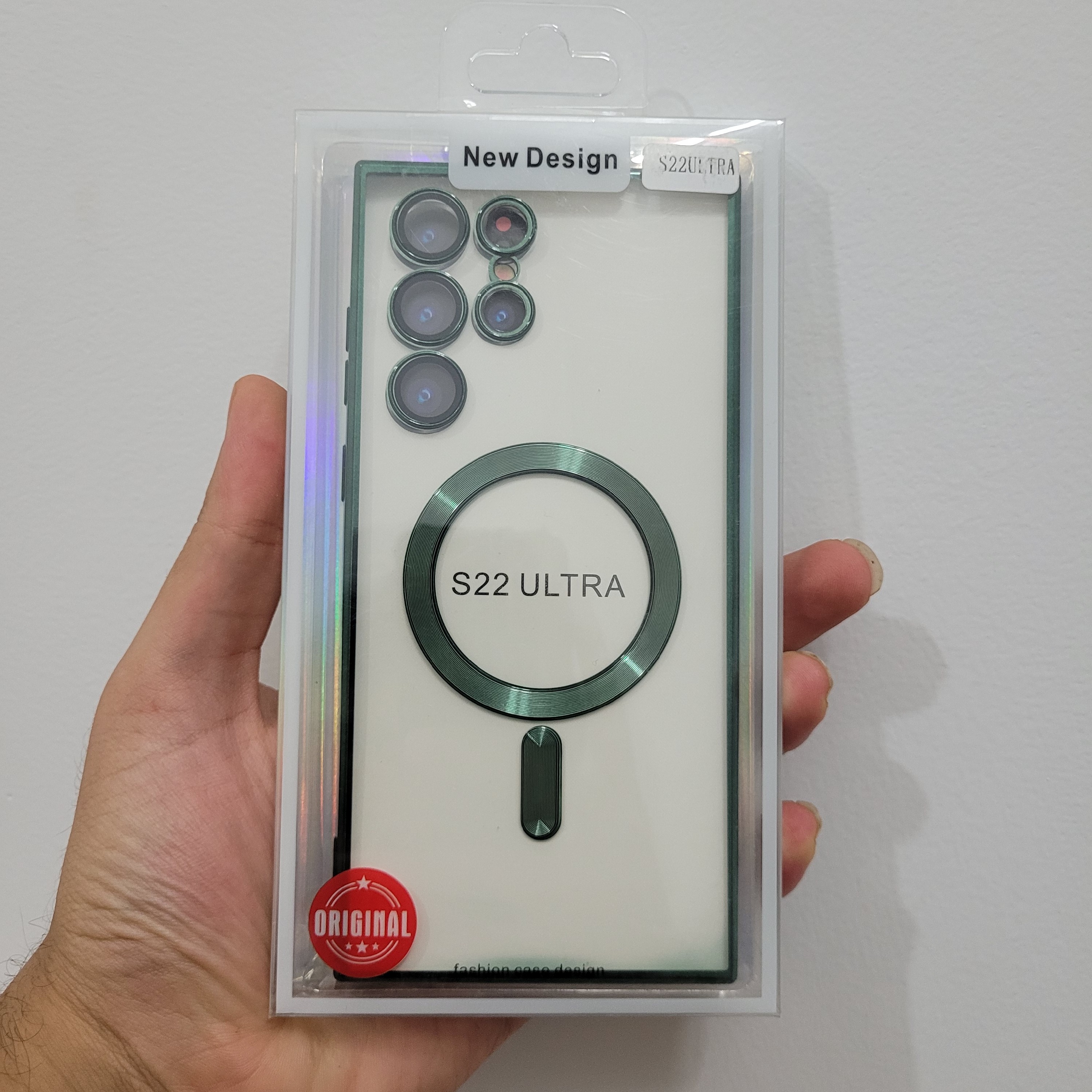 قاب مای کیس اورجینال مگ سیف دار سبز سامسونگ s22 ultra محافظ لنزدار