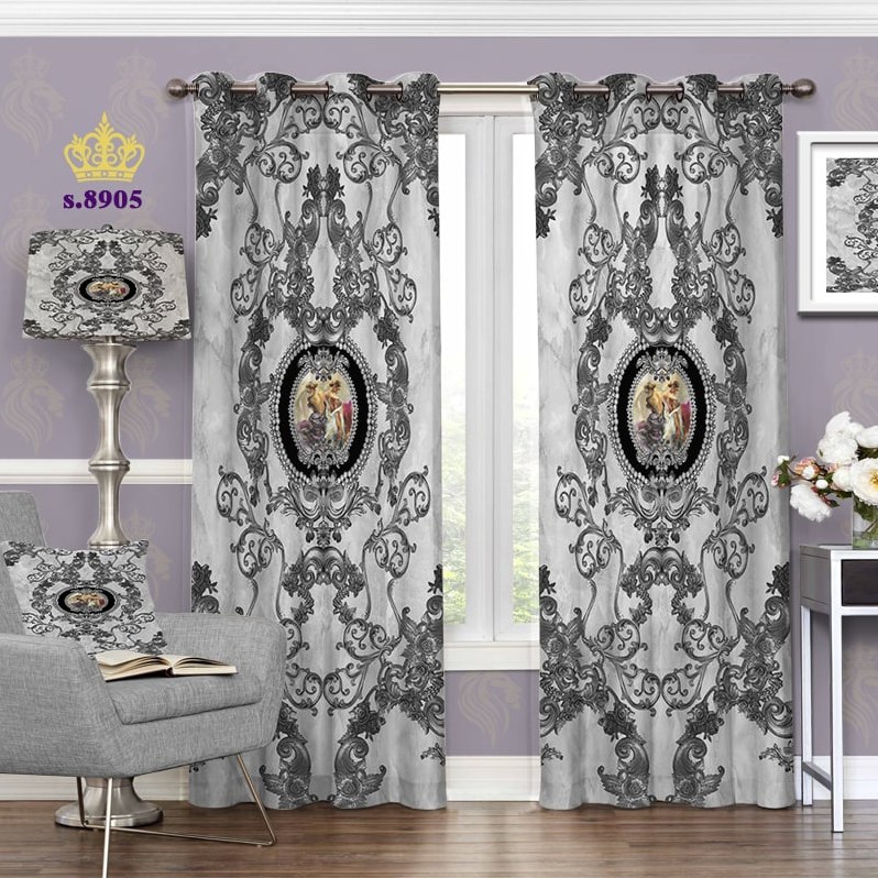 پرده پذیرایی دو قواره طرح اسلیمی کد S8905