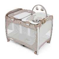 تخت و پارک فول با گهواره ویبره دار Joie Excursion Change &amp; Bounce Tan Stripe TSB000