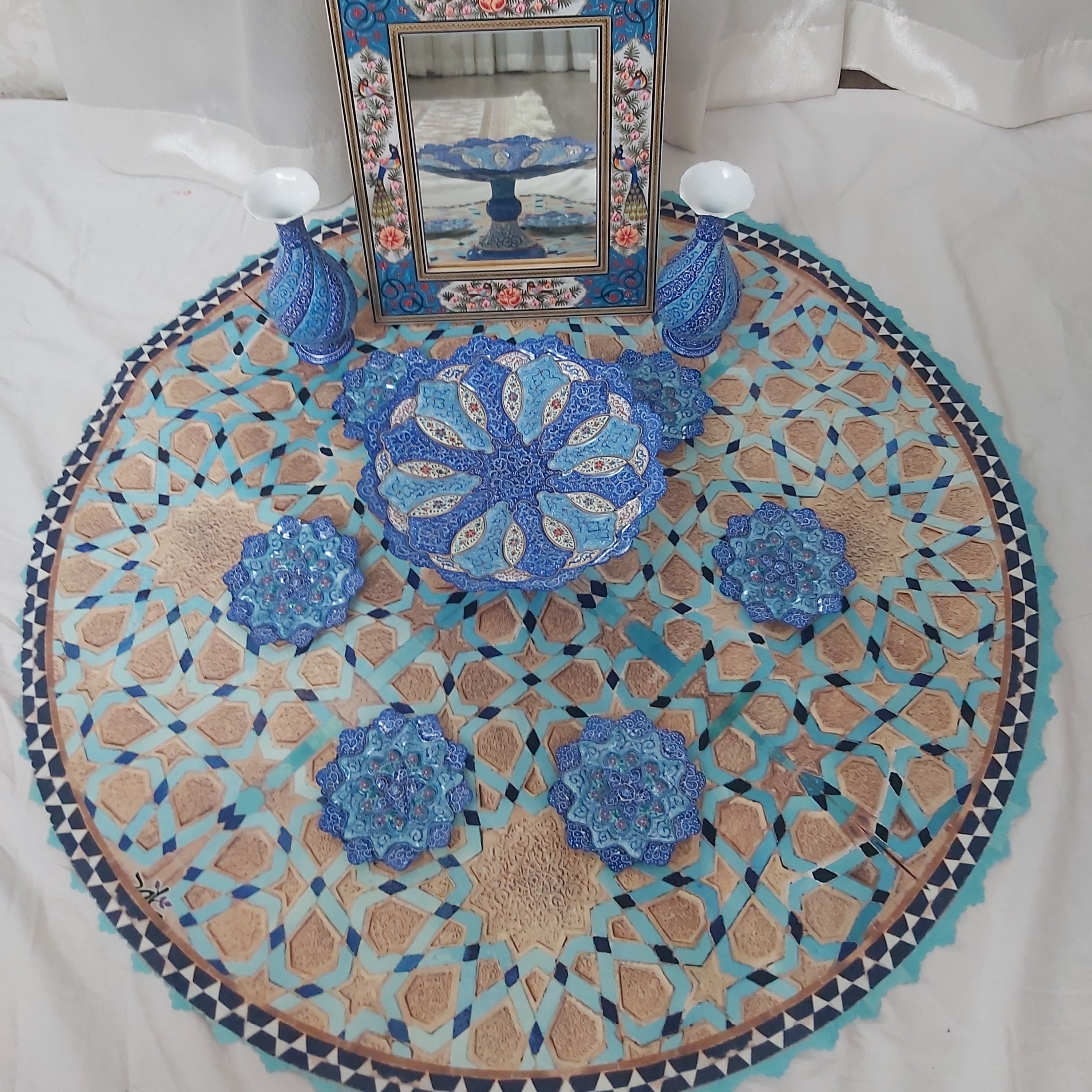 بشقاب کوچک میناکاری قطر 12 مدل هفت سینی