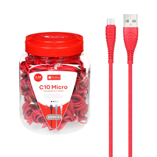 کابل تبدیل USB به MicroUSB پرووان مدل PCC170(C10) طول 1 متر(بسته 50 عددی)