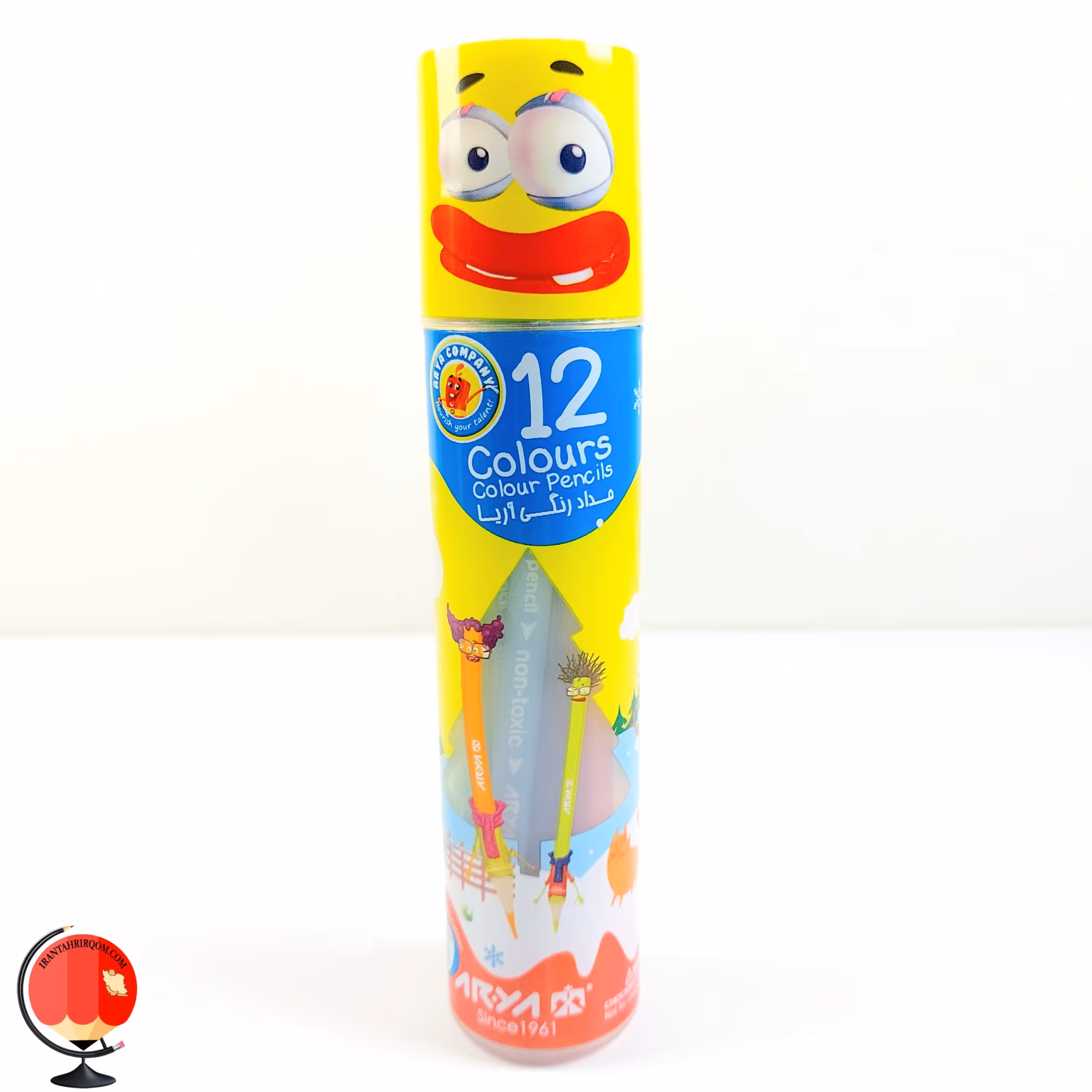 مداد رنگی 12 رنگ آریا استوانه پسرانه کد 1447