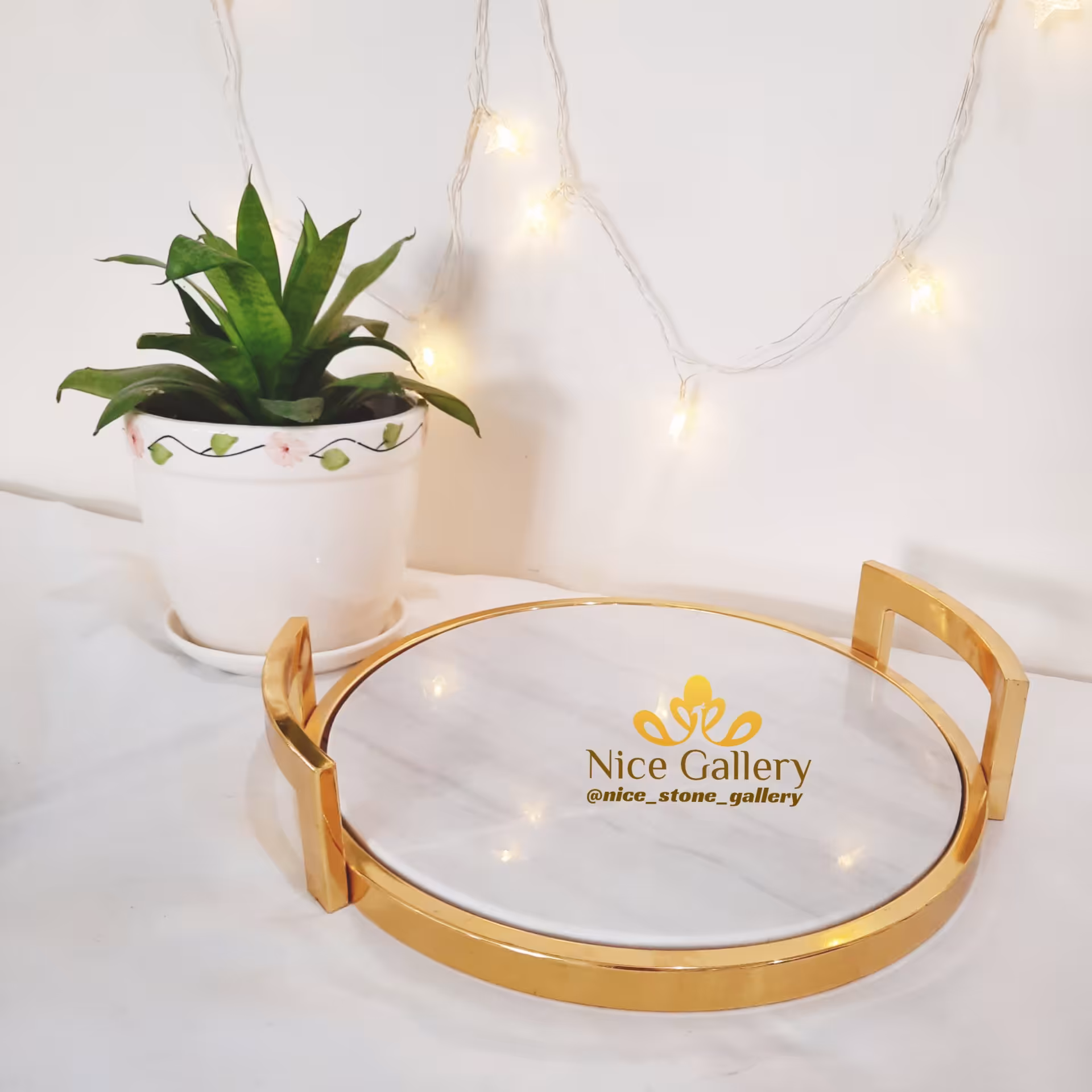 سینی دور فلزی فریم دار سنگی (پس کرایه)