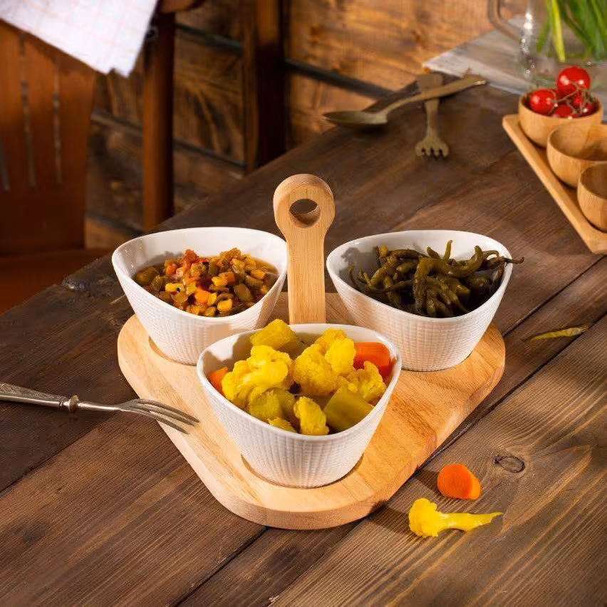 ظرف اردو سه خانه چوب چینی برند ریور کد 2720D