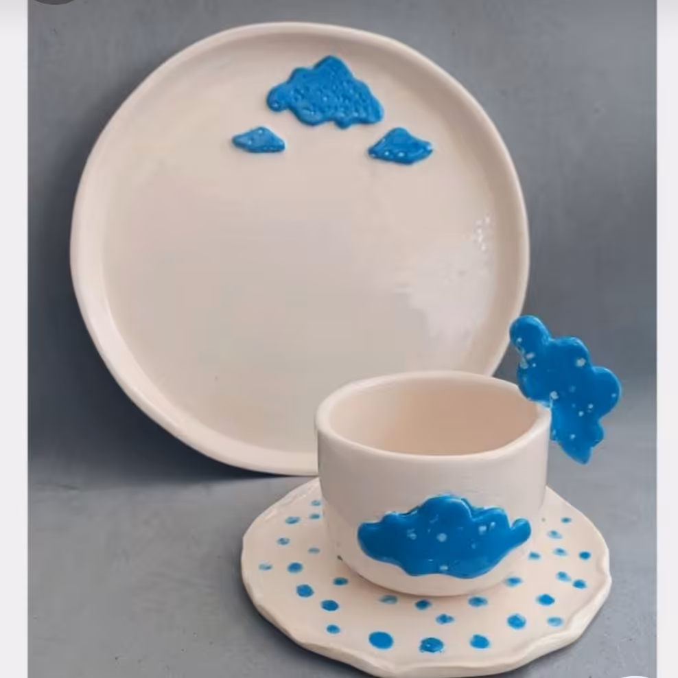 ماگ، لیوان، ظرف، بشقاب آبی، ابر، روز زن، تولد، کادو